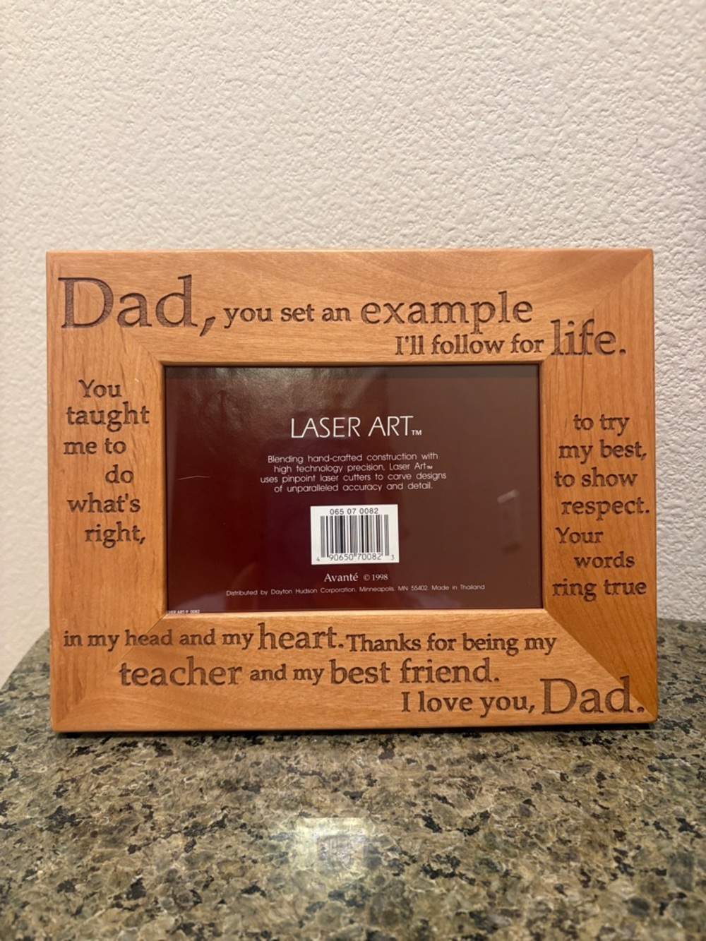 'Dad' Engraved Wood Picture Frame in Brown